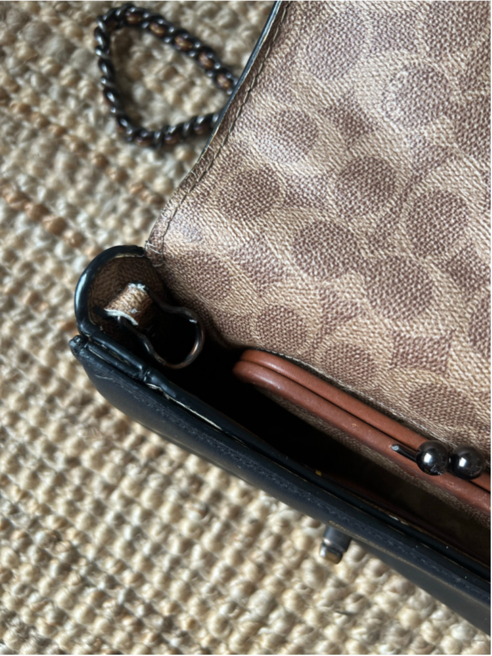 Coach 1941 Black Leather Signature Canvas Souvenir Patch Dinky Crossbody 77916 - Picture 12 of 16
